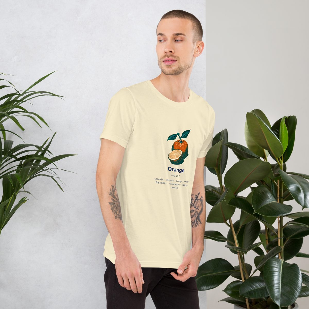 The Laranja shirt from the side.